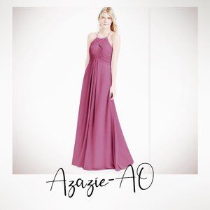 Azazie Ginger -Mulberry Halter Dress - Pleated A0